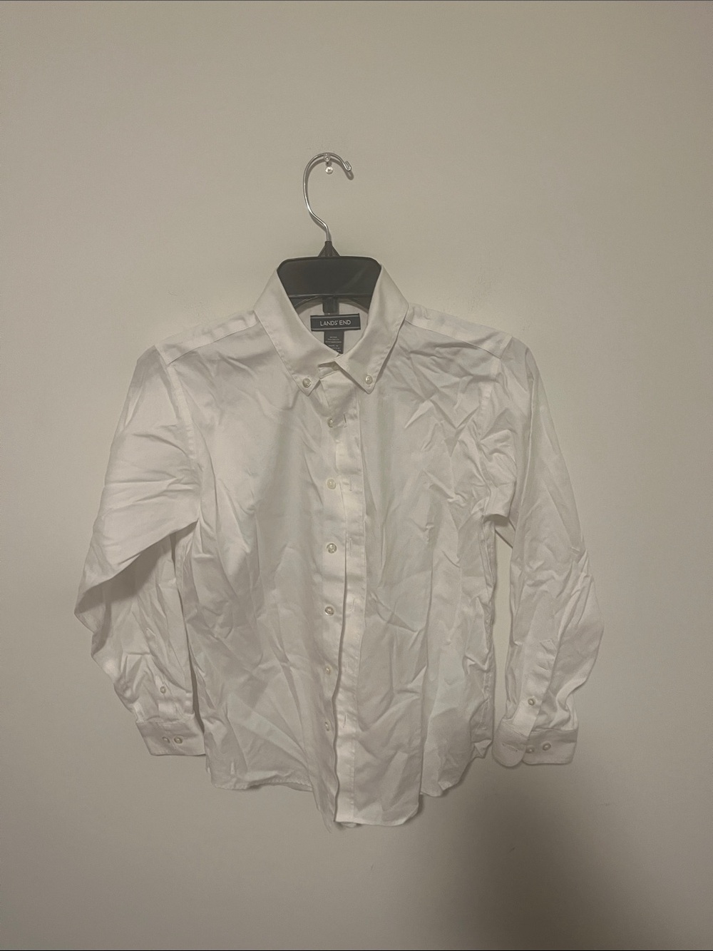 Lands' End Kids White Button-Front Dress Shirt